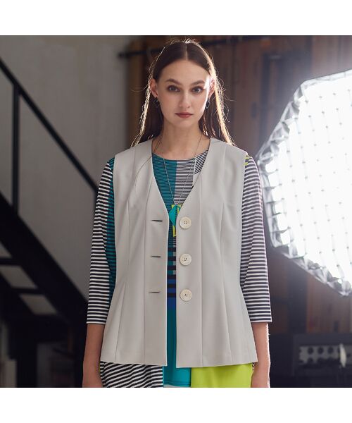 Liliane Burty（Lサイズ） / リリアンビューティ ベスト | 【M～４L・セットアップ対応】モックロディポンチベスト | 詳細2