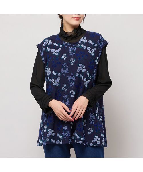 Liliane Burty(Lサイズ) / リリアンビューティ ベスト | 【M~4L】米沢織フラワーカットジャカードベスト | 詳細1