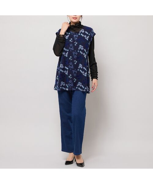 Liliane Burty(Lサイズ) / リリアンビューティ ベスト | 【M~4L】米沢織フラワーカットジャカードベスト | 詳細2