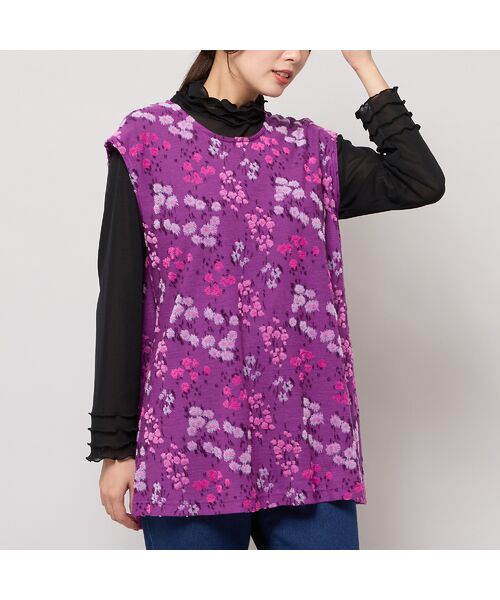 Liliane Burty(Lサイズ) / リリアンビューティ ベスト | 【M~4L】米沢織フラワーカットジャカードベスト | 詳細3