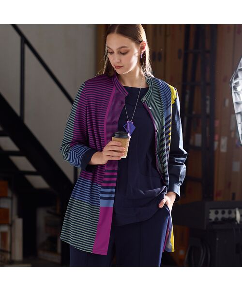 Liliane Burty（Lサイズ） / リリアンビューティ シャツ・ブラウス | 【M～４L】ウォッシャブルマルチカラーボーダーブラウス | 詳細1