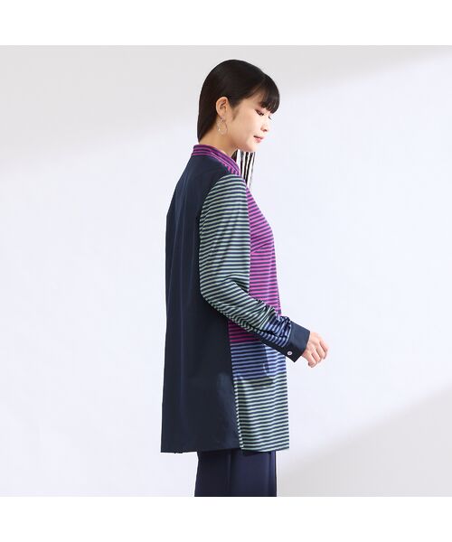 Liliane Burty（Lサイズ） / リリアンビューティ シャツ・ブラウス | 【M～４L】ウォッシャブルマルチカラーボーダーブラウス | 詳細4