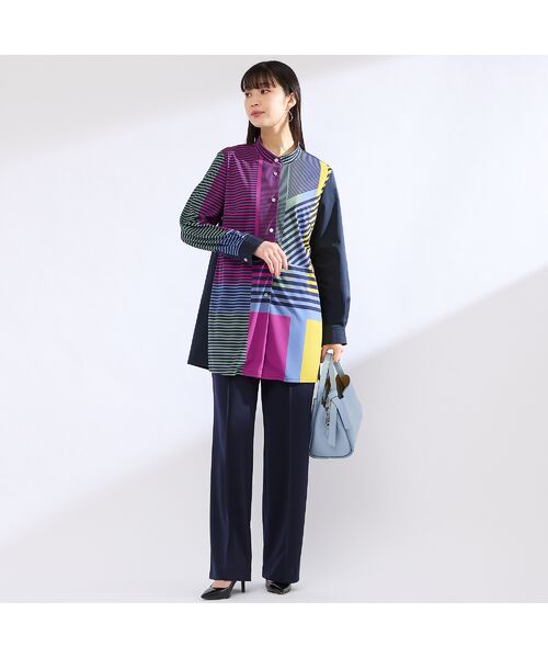 Liliane Burty（Lサイズ） / リリアンビューティ シャツ・ブラウス | 【M～４L】ウォッシャブルマルチカラーボーダーブラウス | 詳細7