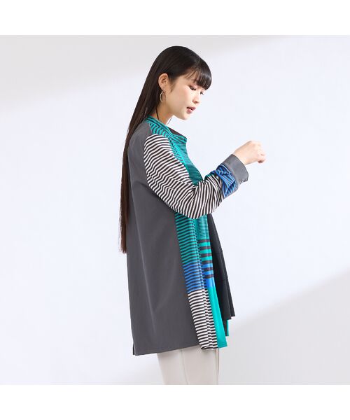 Liliane Burty（Lサイズ） / リリアンビューティ シャツ・ブラウス | 【M～４L】ウォッシャブルマルチカラーボーダーブラウス | 詳細16