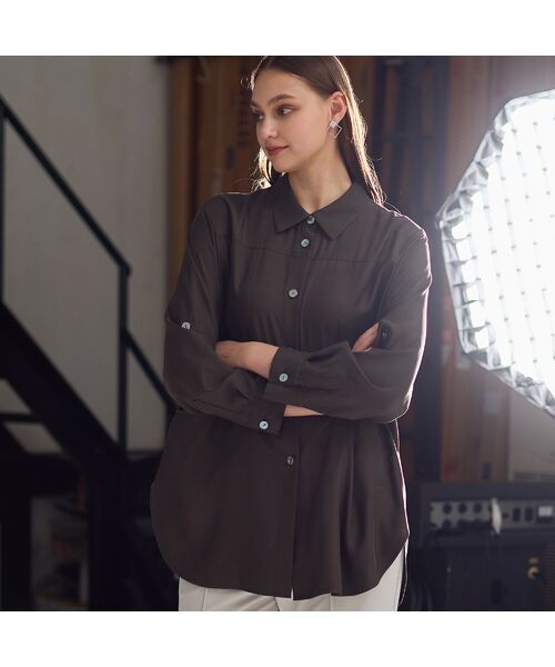 Liliane Burty（Lサイズ） / リリアンビューティ シャツ・ブラウス | 【M～４L・セットアップ対応】ウォッシャブルキュプラツイルブラウス | 詳細3