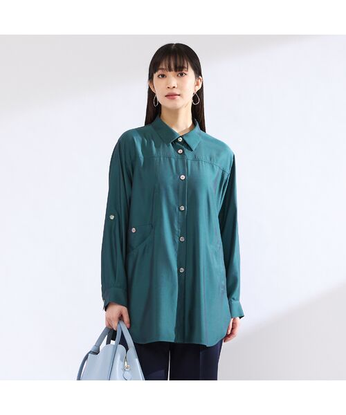 Liliane Burty（Lサイズ） / リリアンビューティ シャツ・ブラウス | 【M～４L・セットアップ対応】ウォッシャブルキュプラツイルブラウス | 詳細12