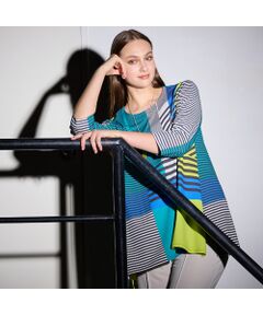 Liliane Burty（Lサイズ） / リリアンビューティ カットソー | 【M～４L】ウォッシャブルマルチカラーボーダーTシャツ