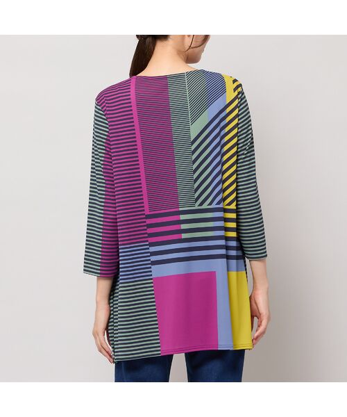 Liliane Burty（Lサイズ） / リリアンビューティ カットソー | 【M～４L】ウォッシャブルマルチカラーボーダーTシャツ | 詳細4