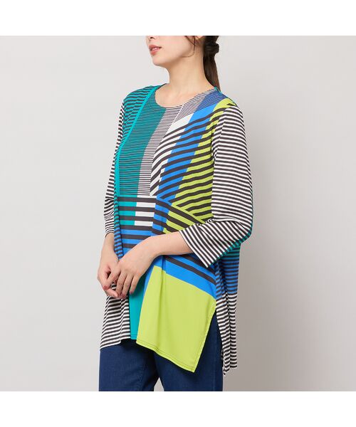 Liliane Burty（Lサイズ） / リリアンビューティ カットソー | 【M～４L】ウォッシャブルマルチカラーボーダーTシャツ | 詳細15