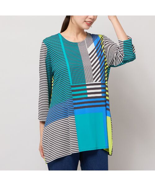Liliane Burty（Lサイズ） / リリアンビューティ カットソー | 【M～４L】ウォッシャブルマルチカラーボーダーTシャツ | 詳細16