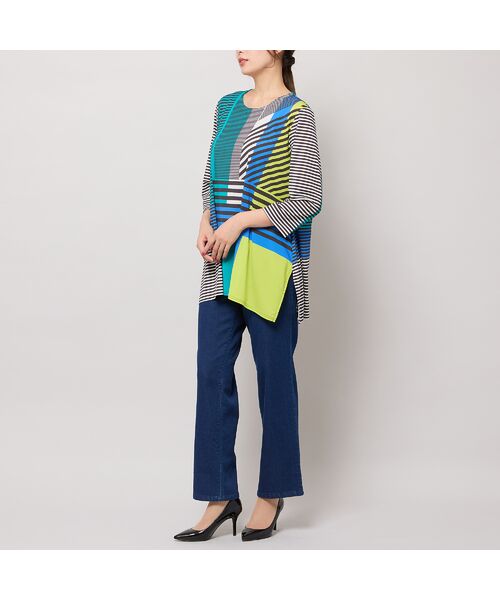 Liliane Burty（Lサイズ） / リリアンビューティ カットソー | 【M～４L】ウォッシャブルマルチカラーボーダーTシャツ | 詳細17