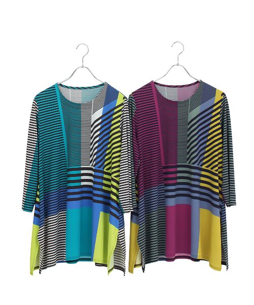 Liliane Burty（Lサイズ） / リリアンビューティ カットソー | 【M～４L】ウォッシャブルマルチカラーボーダーTシャツ | 詳細18