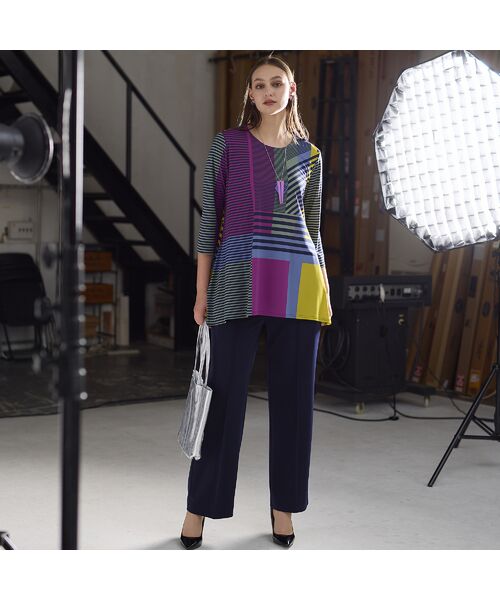 Liliane Burty（Lサイズ） / リリアンビューティ カットソー | 【M～４L】ウォッシャブルマルチカラーボーダーTシャツ | 詳細7