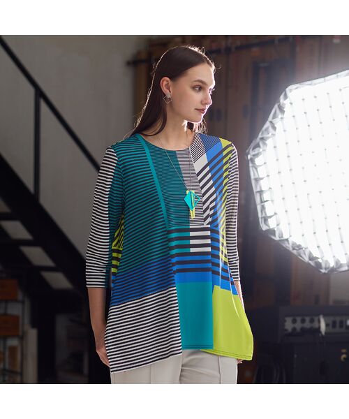 Liliane Burty（Lサイズ） / リリアンビューティ カットソー | 【M～４L】ウォッシャブルマルチカラーボーダーTシャツ | 詳細8