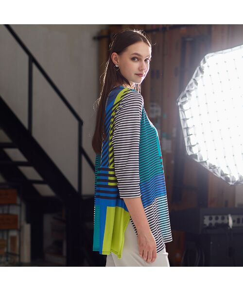 Liliane Burty（Lサイズ） / リリアンビューティ カットソー | 【M～４L】ウォッシャブルマルチカラーボーダーTシャツ | 詳細9