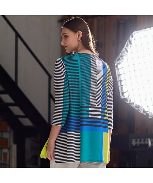 Liliane Burty（Lサイズ） / リリアンビューティ カットソー | 【M～４L】ウォッシャブルマルチカラーボーダーTシャツ | 詳細10