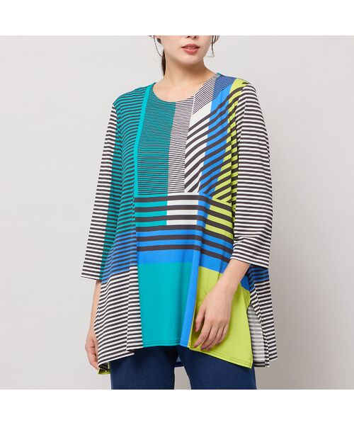 Liliane Burty（Lサイズ） / リリアンビューティ カットソー | 【M～４L】ウォッシャブルマルチカラーボーダーTシャツ | 詳細14