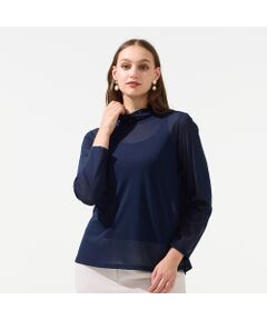 Liliane Burty（Lサイズ） / リリアンビューティ カットソー | 【M～４L】ウォッシャブルハイネックチュールTシャツ