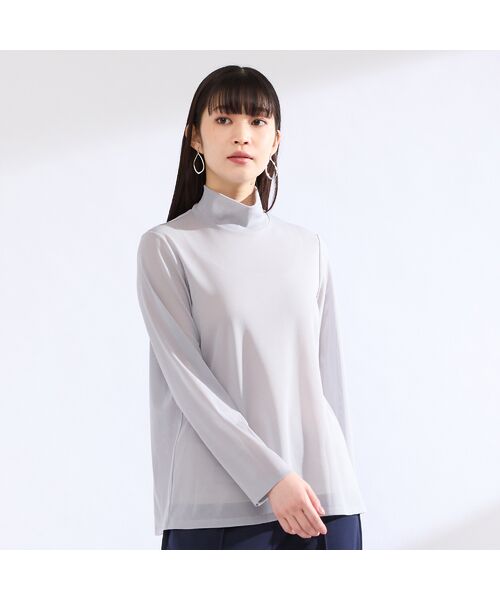 Liliane Burty（Lサイズ） / リリアンビューティ カットソー | 【M～４L】ウォッシャブルハイネックチュールTシャツ | 詳細1