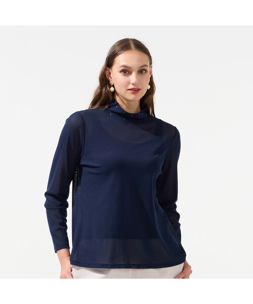 Liliane Burty（Lサイズ） / リリアンビューティ カットソー | 【M～４L】ウォッシャブルハイネックチュールTシャツ | 詳細4