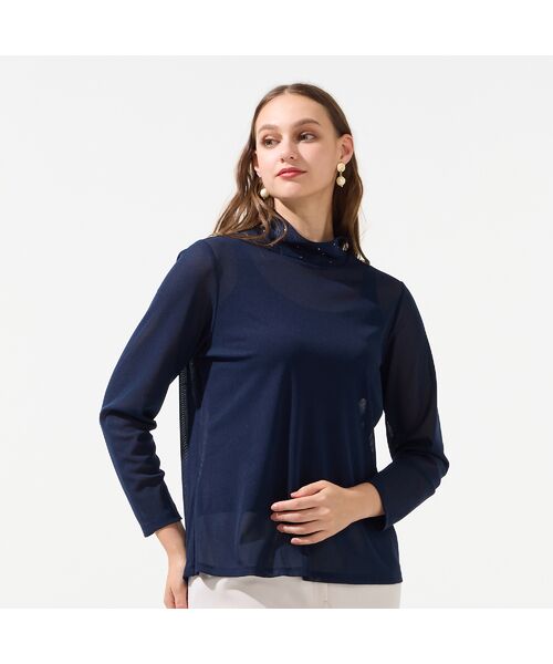 Liliane Burty（Lサイズ） / リリアンビューティ カットソー | 【M～４L】ウォッシャブルハイネックチュールTシャツ | 詳細6