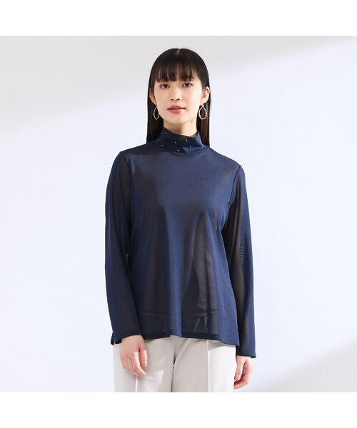 Liliane Burty（Lサイズ） / リリアンビューティ カットソー | 【M～４L】ウォッシャブルハイネックチュールTシャツ | 詳細9