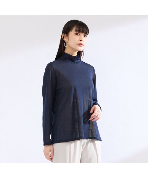 Liliane Burty（Lサイズ） / リリアンビューティ カットソー | 【M～４L】ウォッシャブルハイネックチュールTシャツ | 詳細10