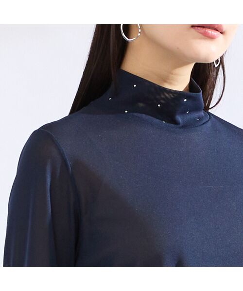 Liliane Burty（Lサイズ） / リリアンビューティ カットソー | 【M～４L】ウォッシャブルハイネックチュールTシャツ | 詳細11