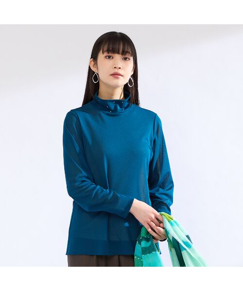 Liliane Burty（Lサイズ） / リリアンビューティ カットソー | 【M～４L】ウォッシャブルハイネックチュールTシャツ | 詳細13