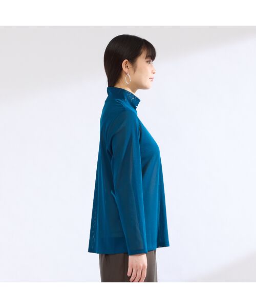 Liliane Burty（Lサイズ） / リリアンビューティ カットソー | 【M～４L】ウォッシャブルハイネックチュールTシャツ | 詳細14