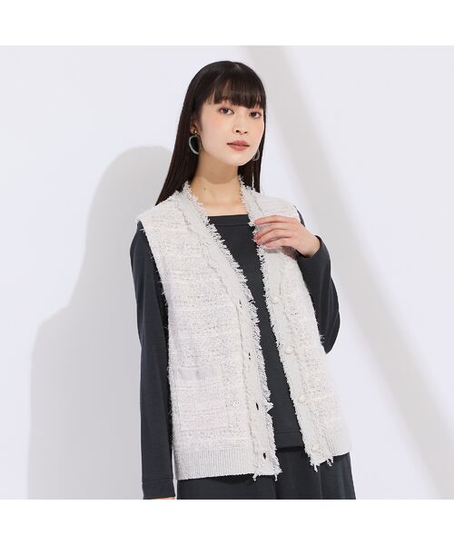 Liliane Burty（Lサイズ） / リリアンビューティ ベスト | 【L～４L】ツイードニットベスト | 詳細4