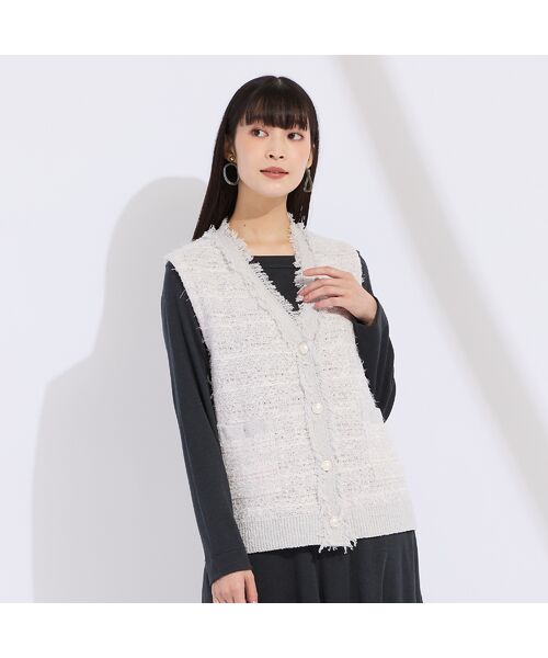 Liliane Burty（Lサイズ） / リリアンビューティ ベスト | 【L～４L】ツイードニットベスト | 詳細5