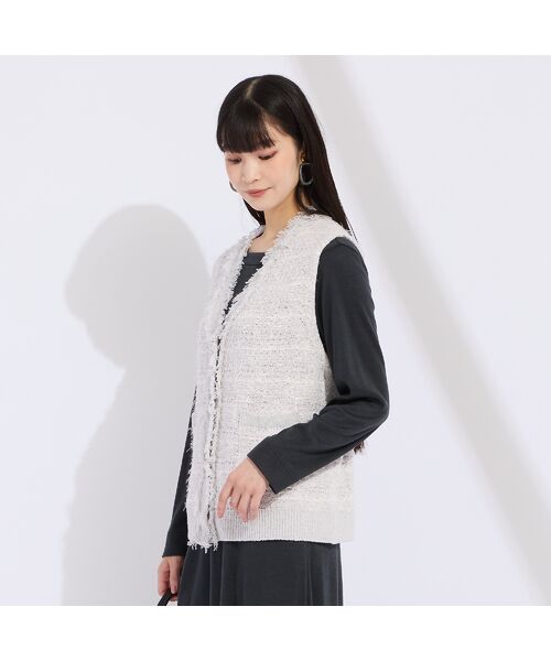 Liliane Burty（Lサイズ） / リリアンビューティ ベスト | 【L～４L】ツイードニットベスト | 詳細6