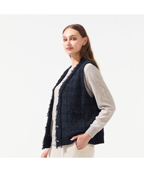 Liliane Burty（Lサイズ） / リリアンビューティ ベスト | 【L～４L】ツイードニットベスト | 詳細9