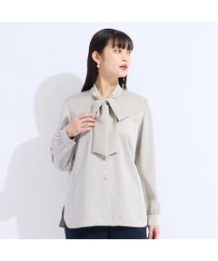 Liliane Burty（Lサイズ） / リリアンビューティ シャツ・ブラウス | 【M～４L】ヴィンデージ調サテンボウタイブラウス