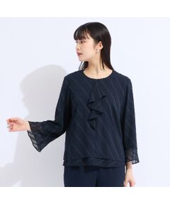 Liliane Burty（Lサイズ） / リリアンビューティ シャツ・ブラウス | 【M～４L】カットジャカードフリル衿ブラウス