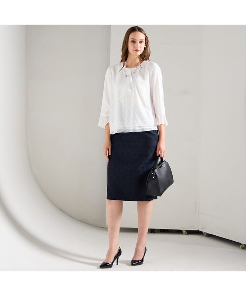 Liliane Burty(Lサイズ) / リリアンビューティ シャツ・ブラウス | 【M~4L】カットジャカードフリル衿ブラウス | 詳細2