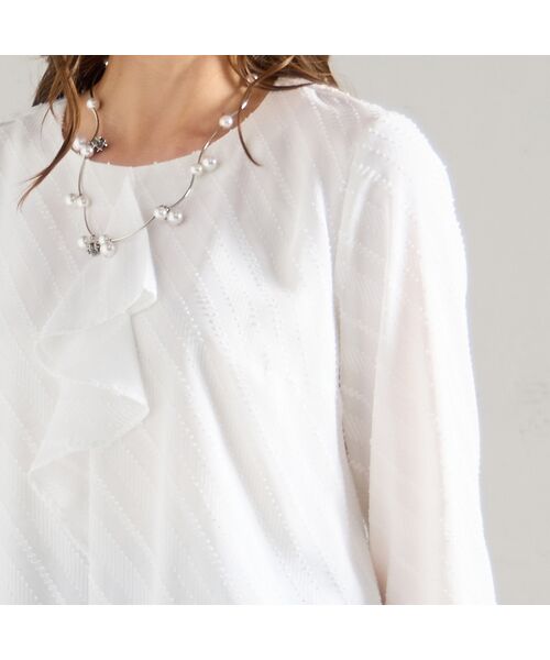 Liliane Burty(Lサイズ) / リリアンビューティ シャツ・ブラウス | 【M~4L】カットジャカードフリル衿ブラウス | 詳細3