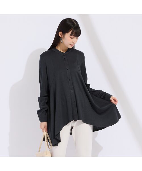 Liliane Burty(Lサイズ)/リリアンビューティ 【M~4L/セットアップ対応】ウォームスムースフレアブラウス グレー LL Liliane Burty(Lサイズ)/リリアンビューティ 【M~4L/セットアップ対応】ウォームスムースフレアブラウス グレー LL