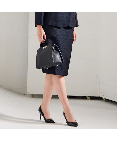 Liliane Burty（Lサイズ） / リリアンビューティ ミニ・ひざ丈スカート | 【13～25号/セットアップ対応】米沢織ラメツイードタイトスカート | 詳細2