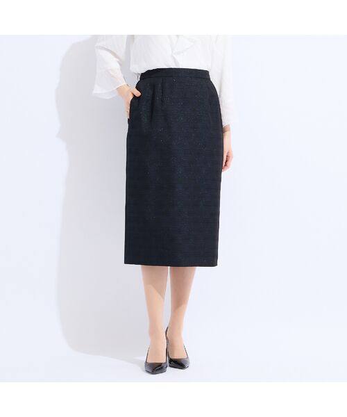 Liliane Burty（Lサイズ） / リリアンビューティ ミニ・ひざ丈スカート | 【13～25号/セットアップ対応】米沢織ラメツイードタイトスカート | 詳細5