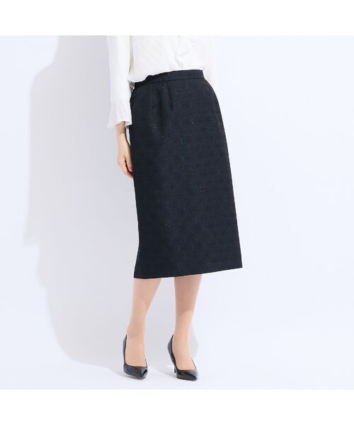 Liliane Burty（Lサイズ） / リリアンビューティ ミニ・ひざ丈スカート | 【13～25号/セットアップ対応】米沢織ラメツイードタイトスカート | 詳細6