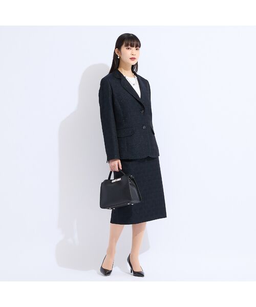 Liliane Burty（Lサイズ） / リリアンビューティ ミニ・ひざ丈スカート | 【13～25号/セットアップ対応】米沢織ラメツイードタイトスカート | 詳細9