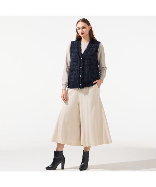 Liliane Burty（Lサイズ） / リリアンビューティ ショート・ハーフ・半端丈パンツ | 【L～4L/セットアップ対応】ウォームスムースキュロットパンツ | 詳細4