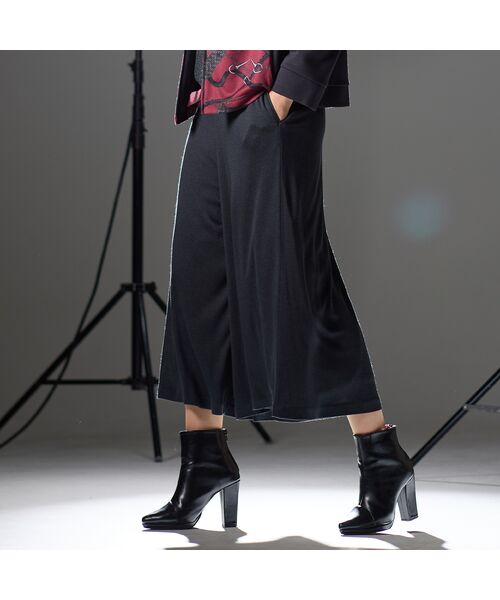 Liliane Burty（Lサイズ）/リリアンビューティ 【L～4L/セットアップ対応】ウォームスムースキュロットパンツ グレー LL