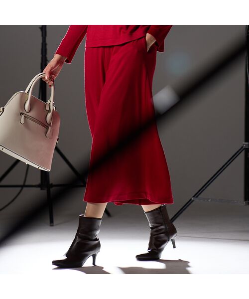 Liliane Burty（Lサイズ）/リリアンビューティ 【L～4L/セットアップ対応】ウォームスムースキュロットパンツ レッド 3L