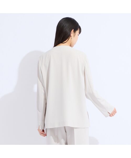 Liliane Burty（Lサイズ） / リリアンビューティ ノーカラージャケット | 【M～4L/セットアップ対応】ストライプノーカラージャケット | 詳細10