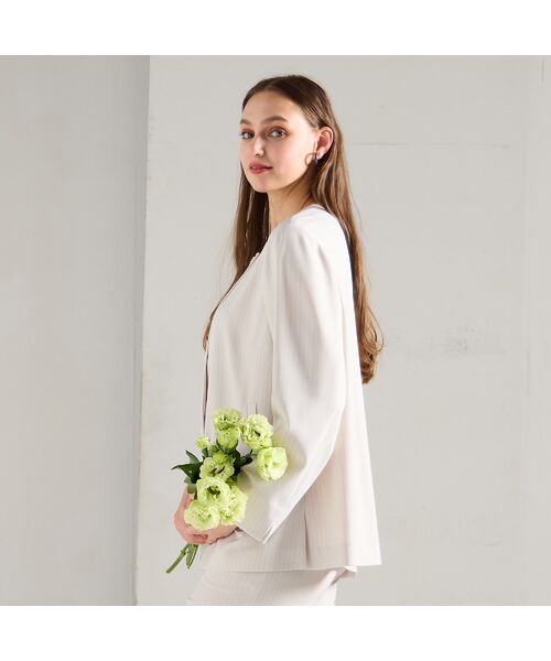 Liliane Burty（Lサイズ） / リリアンビューティ ノーカラージャケット | 【M～4L/セットアップ対応】ストライプノーカラージャケット | 詳細3