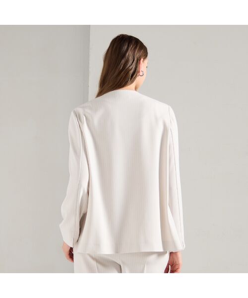 Liliane Burty（Lサイズ） / リリアンビューティ ノーカラージャケット | 【M～4L/セットアップ対応】ストライプノーカラージャケット | 詳細5