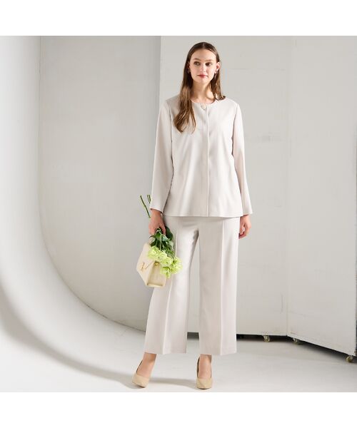 Liliane Burty（Lサイズ） / リリアンビューティ ノーカラージャケット | 【M～4L/セットアップ対応】ストライプノーカラージャケット | 詳細6